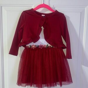 SHEIN White and Burgundy Tulle Dress Toddler dress, 12-18 months